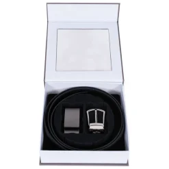 Coffret ceinture 2 boucles - Cuir de vachette noir