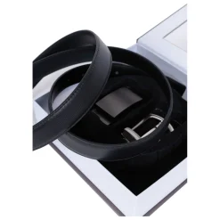 Coffret ceinture 2 boucles - Cuir de vachette noir
