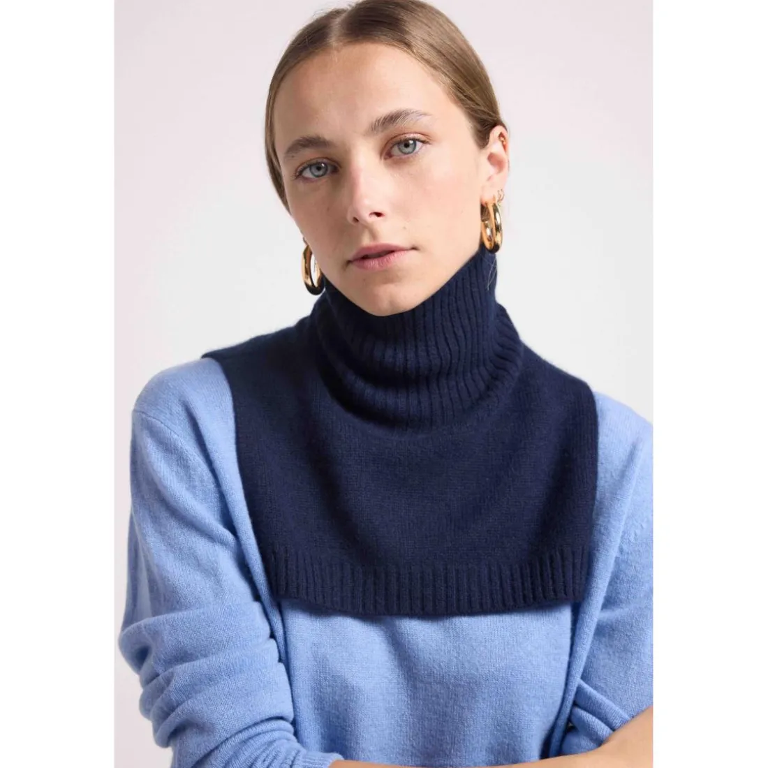 Col roulé PAULA en cachemire bleu marine