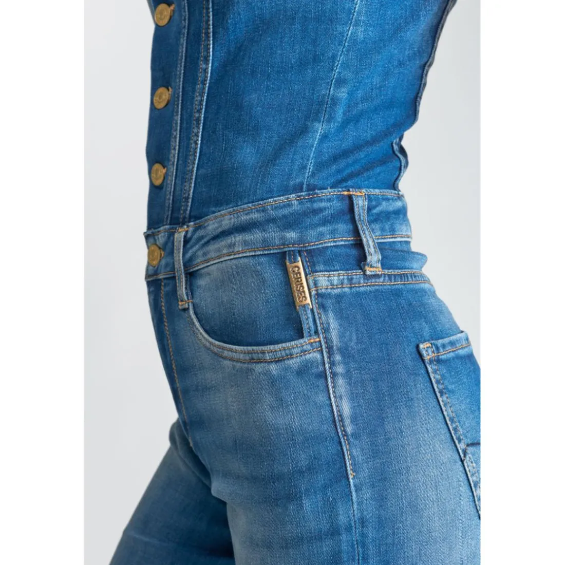 Combinaison droit en jeans VIENNE bleu