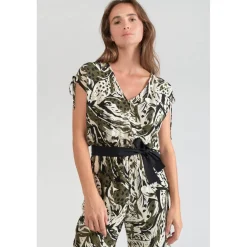 Combinaison droit HELOISE vert en viscose