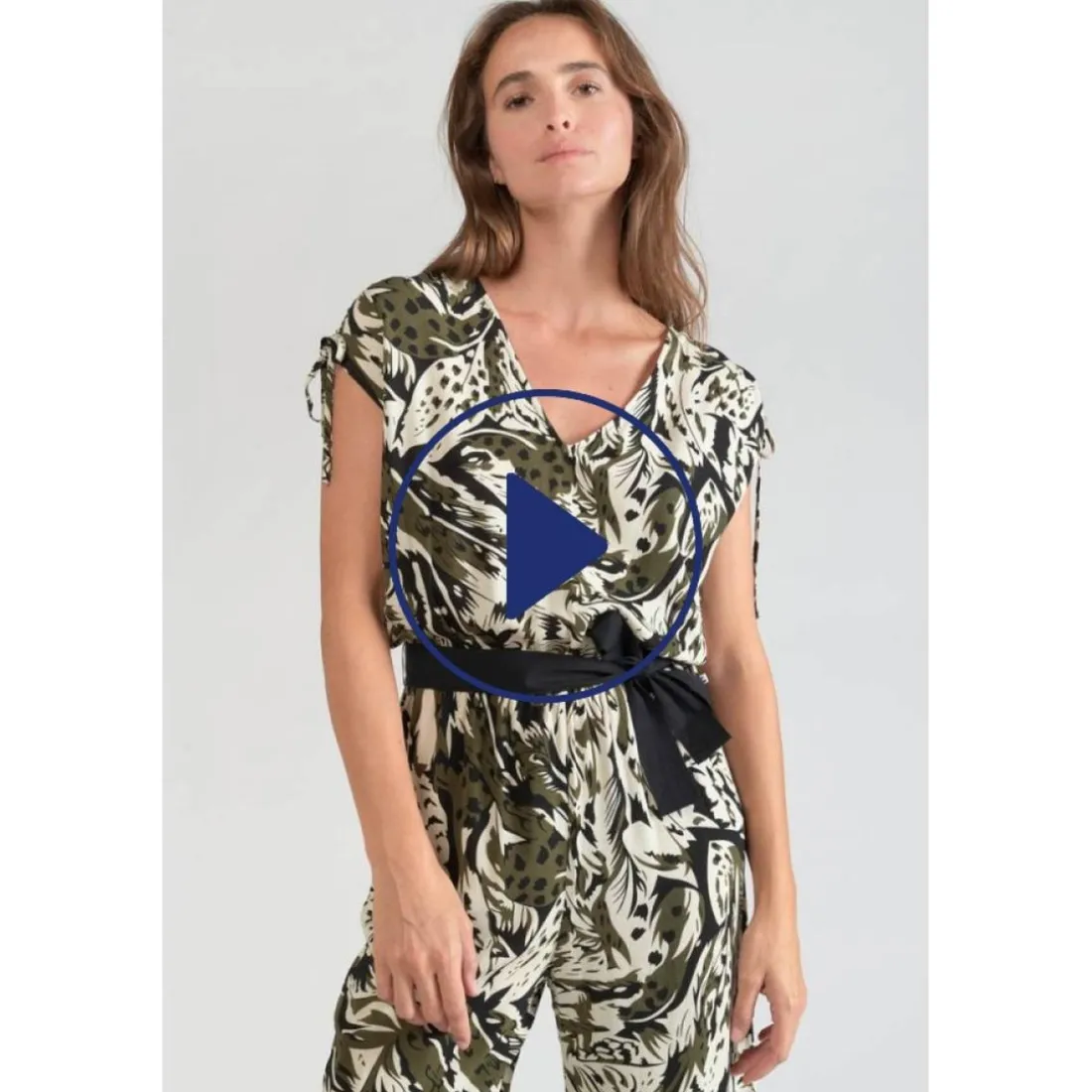 Combinaison droit HELOISE vert en viscose