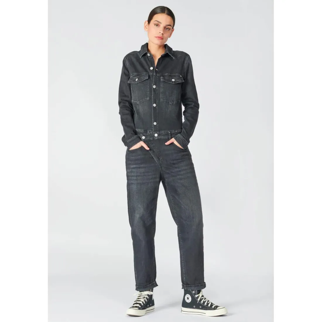 Combinaison loose, large en jeans COSA noir