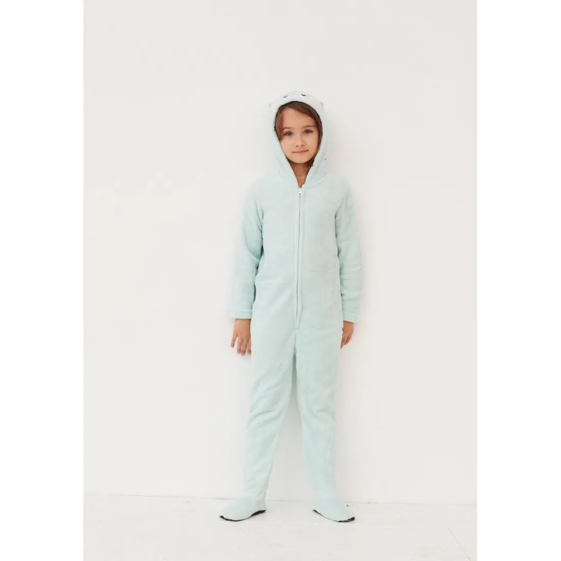 Combinaison manches longues bleu ciel en coton