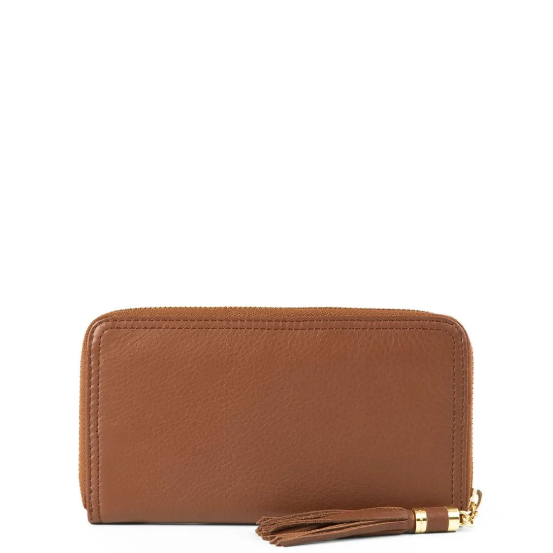 Compagnon Zippé autour MADEMOISELLE ANA marron en cuir