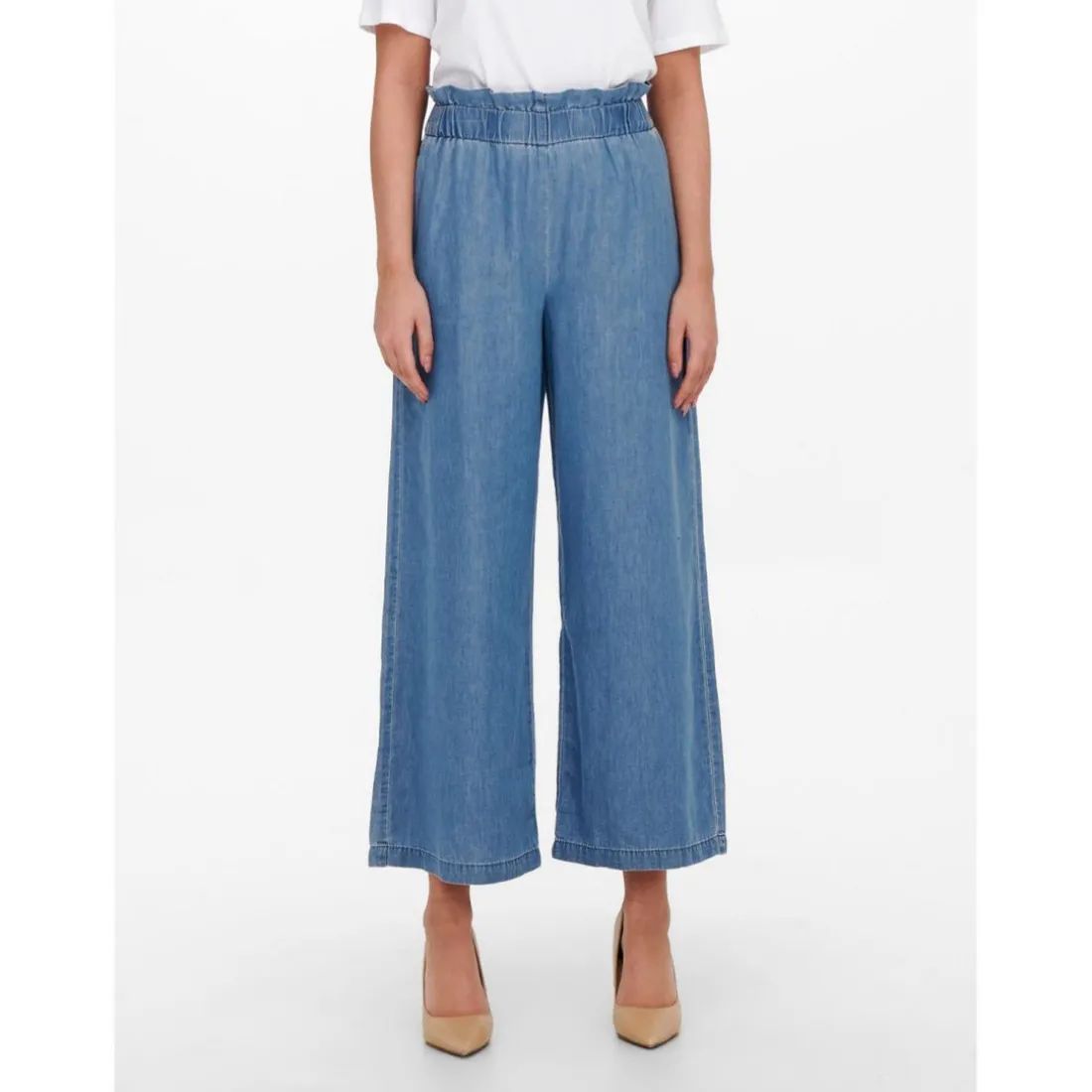Coupe à jambe large Ceinture élastiquée bleu