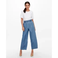 Coupe à jambe large Ceinture élastiquée bleu