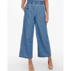 Coupe à jambe large Ceinture élastiquée bleu