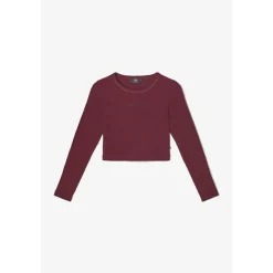 Crop top fille Virginia bordeaux rouge en coton