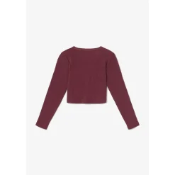 Crop top fille Virginia bordeaux rouge en coton