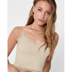 Débardeur à fines bretelles beige Lola