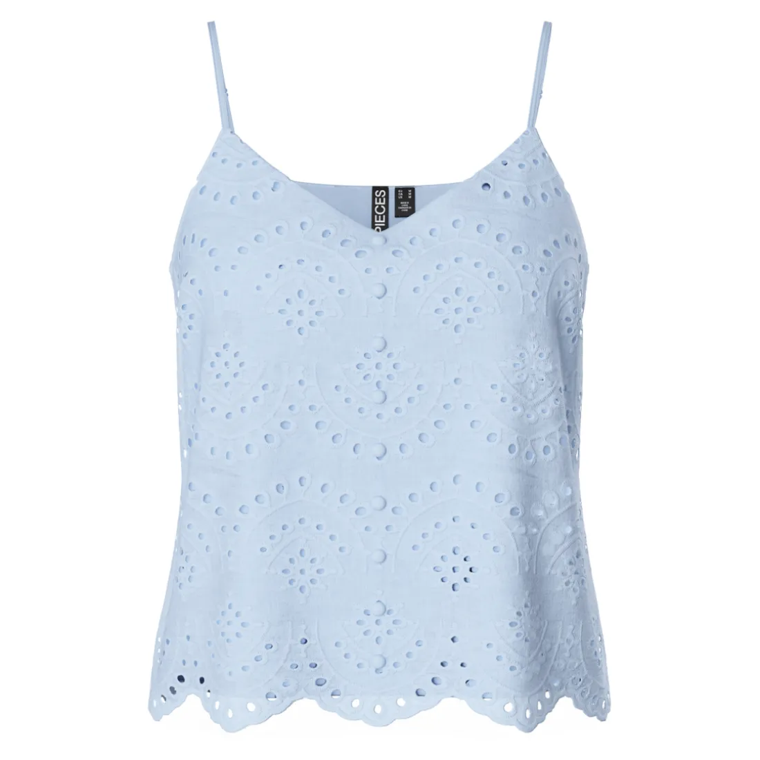 Débardeur à motifs brodés Vilde bleu ciel en coton Kai
