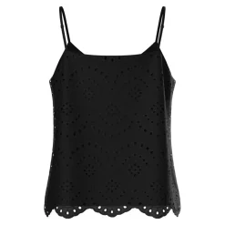 Débardeur à motifs brodés Vilde noir en coton Adele