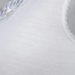 Débardeur avec encolure en guipure blanc