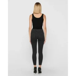 Débardeur Col rond Sans manches Coupe plus longue noir en coton Yas