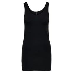 Débardeur Col rond Sans manches Coupe plus longue noir en coton Yas