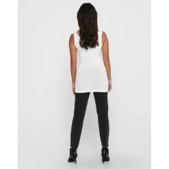 Débardeur Col rond Sans manches Coupe plus longue blanc en coton