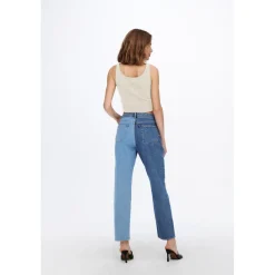 Débardeur Col rond Sans manches Court blanc beige en coton