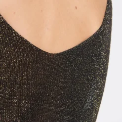 Débardeur col V devant et dos lurex Rachel en viscose noir