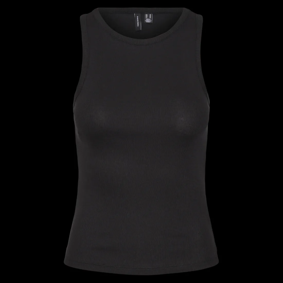 Débardeur court dos nu sans manches noir Fleur en coton