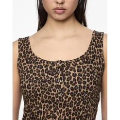 Débardeur imprimé KitteTank Top noir en coton Opal