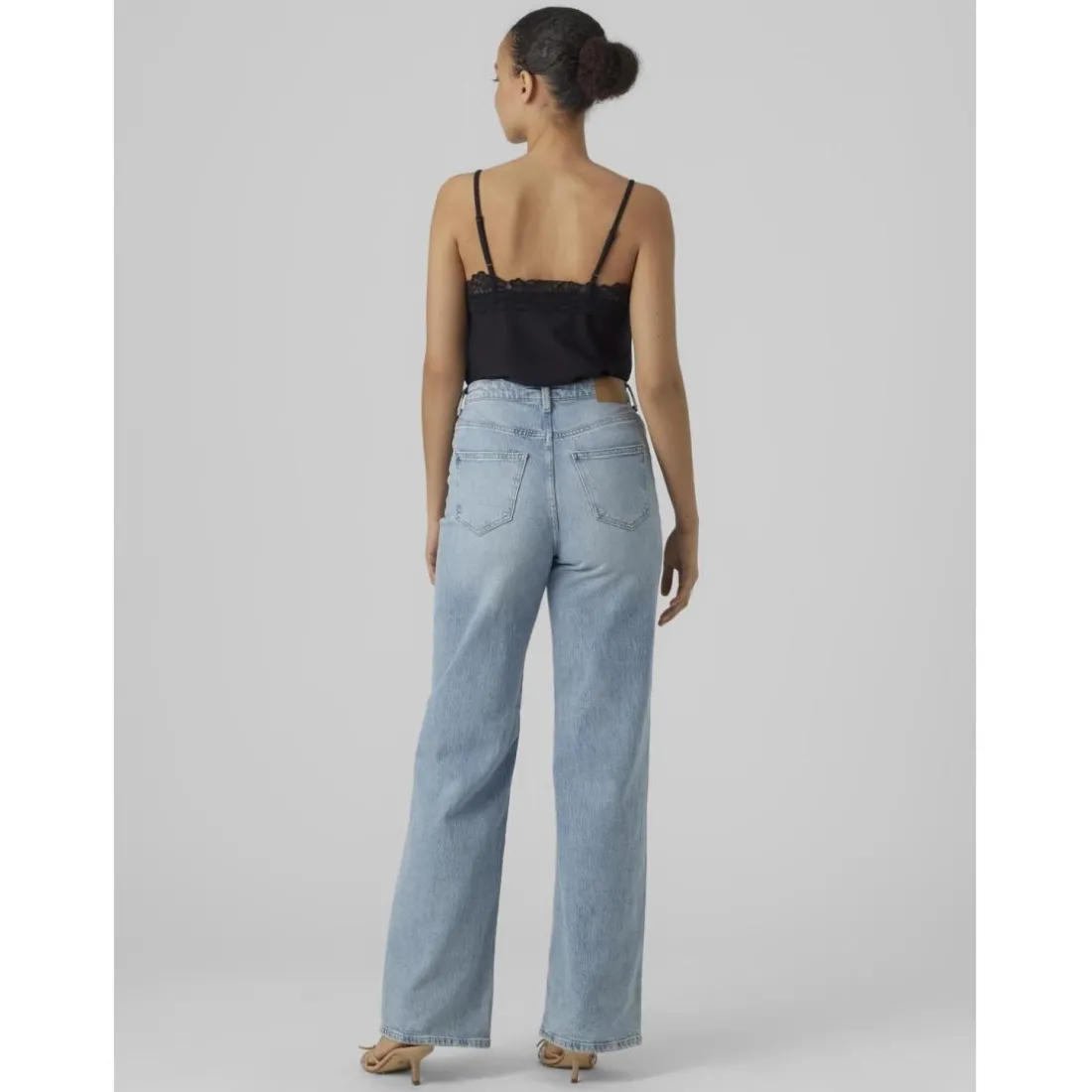 Débardeur longueur regular col rond sans manches noir Zara