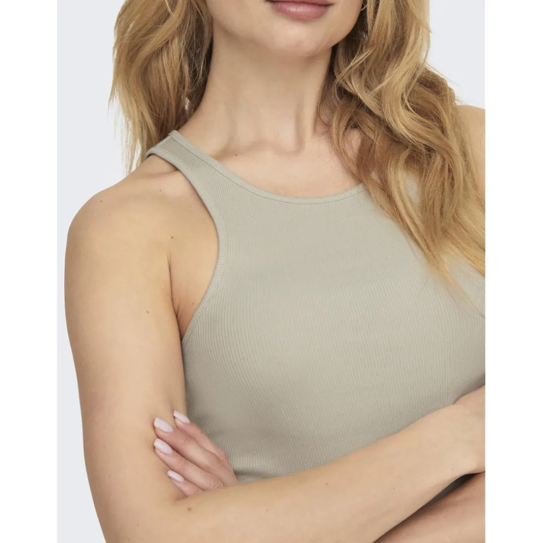 Débardeur regular fit gris clair en coton Isla