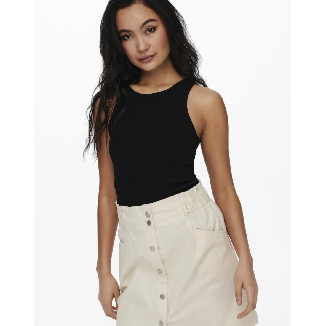 Débardeur regular fit noir en coton Dot