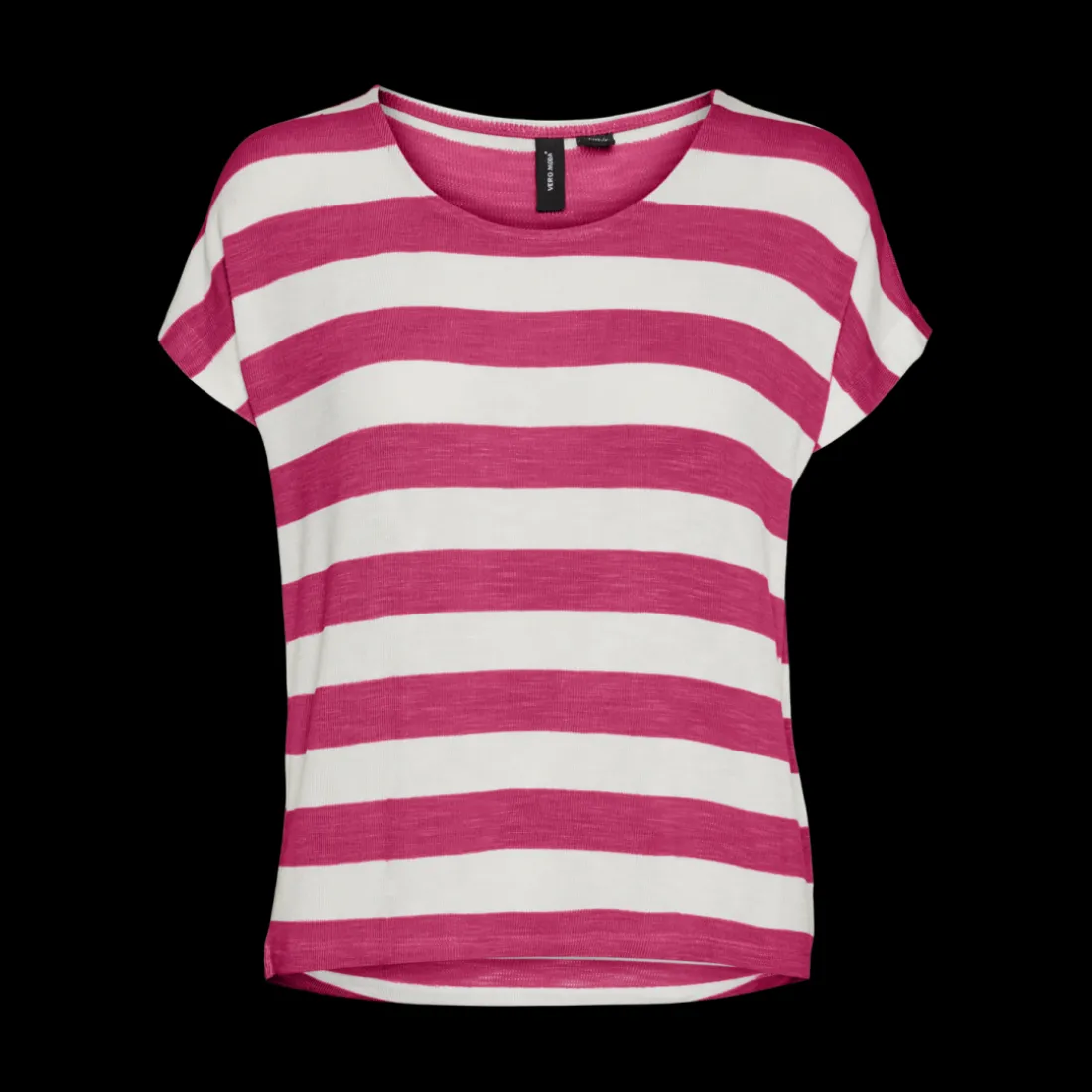 Débardeur sans manches ourlet bas col rond manches classiques manches courtes rose en viscose Cara