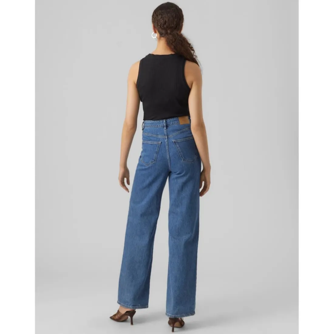 Débardeur Slim Fit Col rond Sans manches Longueur regular noir en coton