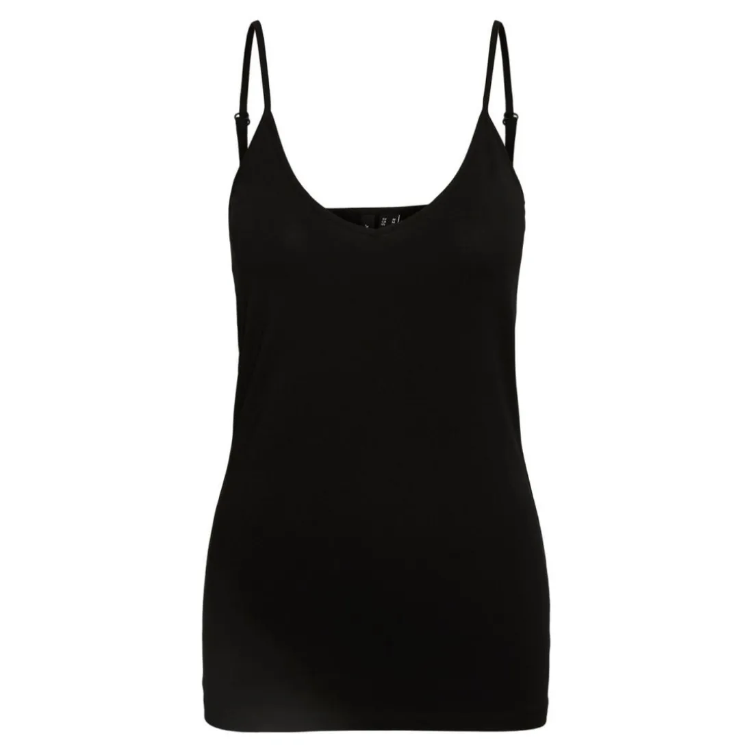 Débardeur spaghetti Regular Fit Col en V Sans manches Longueur regular noir