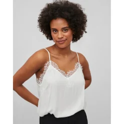 Débardeur spaghetti regular fit col en v blanc