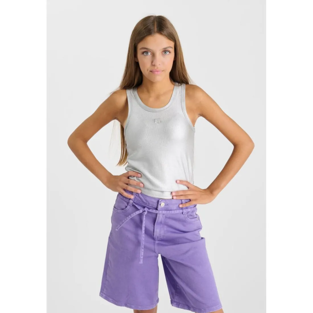 Debardeur fille MIGAGI argent en coton Gail