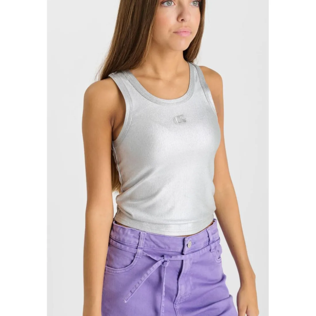 Debardeur fille MIGAGI argent en coton Gail