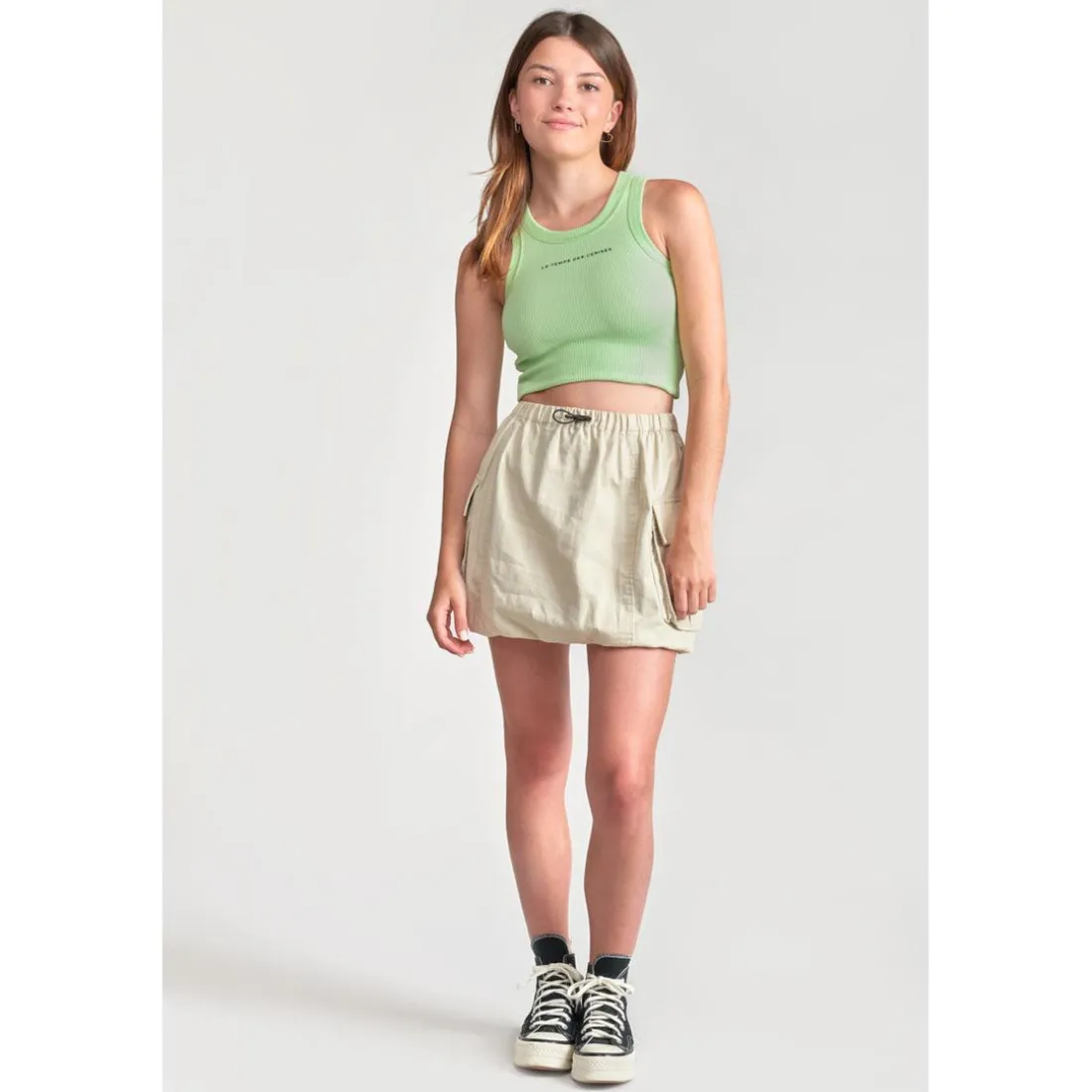 Debardeur fille MURGI vert anis en coton