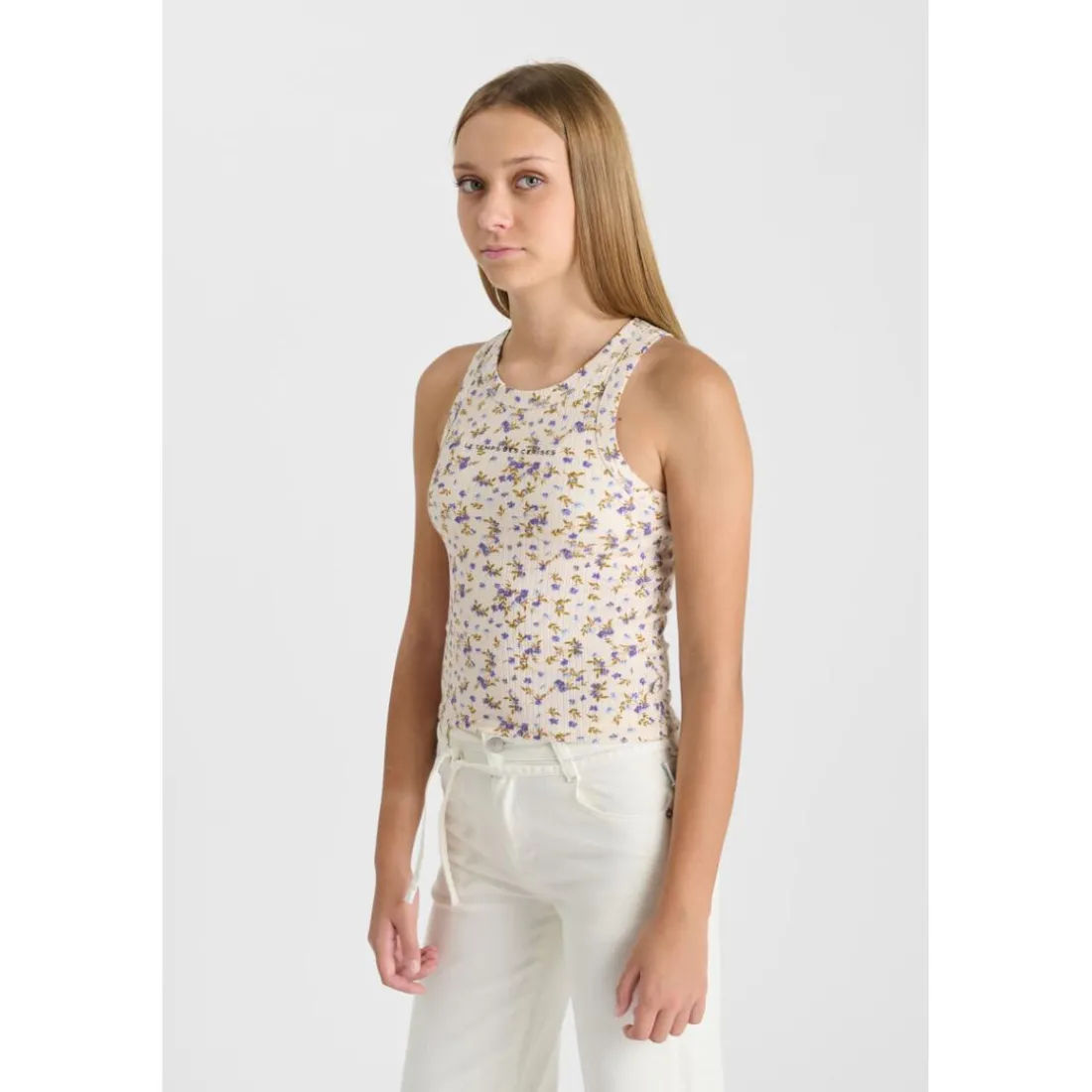 Debardeur fille TALESGI blanc en coton Mae