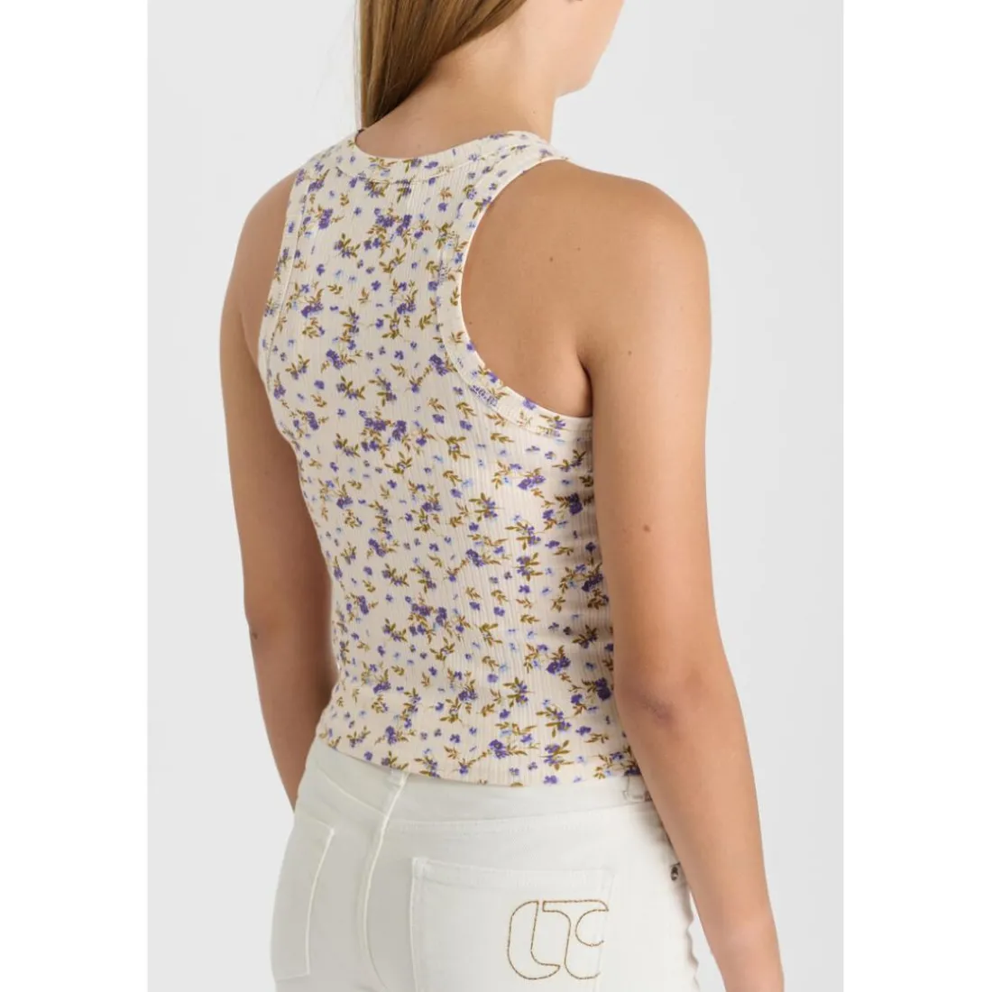 Debardeur fille TALESGI blanc en coton Mae