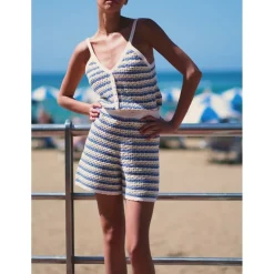 Debardeur maille MEVENA bleu en coton