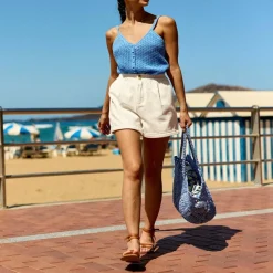 Debardeur maille MIRELA bleu en coton