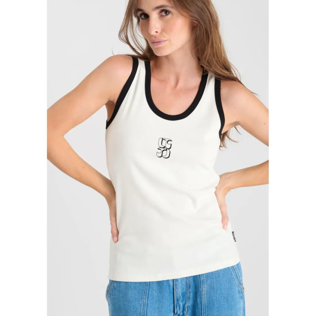 Debardeur ROUSCAS blanc en coton Zola