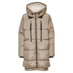 Doudoune Coupe-vent Capuche Long Poignets avec bande élastique beige