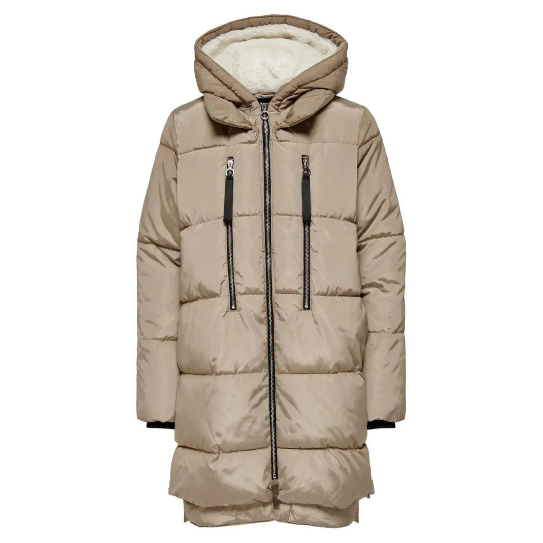 Doudoune Coupe-vent Capuche Long Poignets avec bande élastique beige