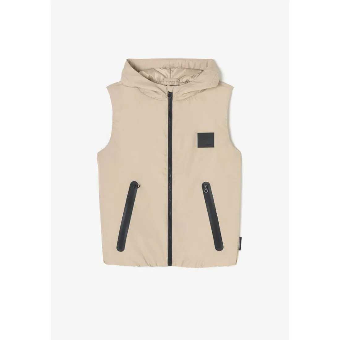 Doudoune garçon sans manches à capuche IRONBO beige Hank en nylon