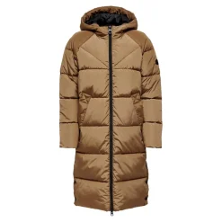 Doudoune longue matelassée beige