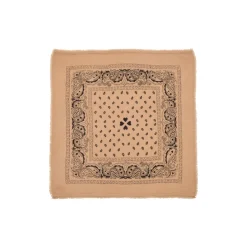 Echarpe bandana unisexe ARIZONA/BEIGE PRINT BLACK en cachemire beige dessin noir