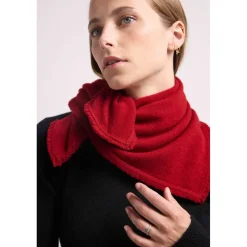 Echarpe carree franges unisexe IRMA en cachemire bordeau bordeaux