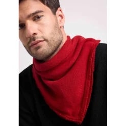 Echarpe carree franges unisexe IRMA en cachemire bordeau bordeaux