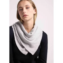 Echarpe carree franges unisexe IRMA en cachemire gris