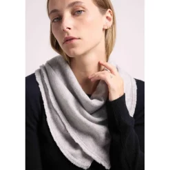 Echarpe carree franges unisexe IRMA en cachemire gris