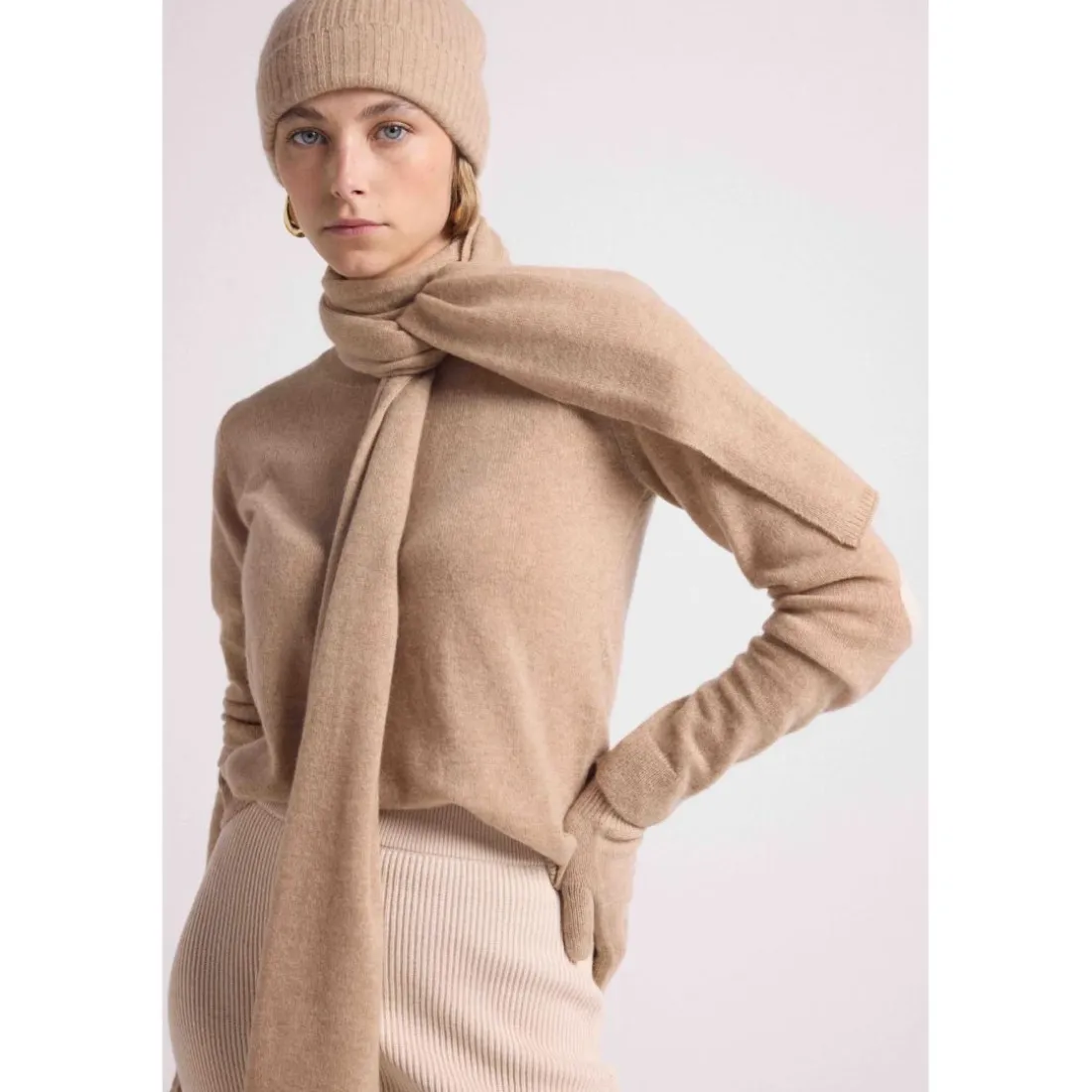 Echarpe etole unisexe en cachemire new beige creme
